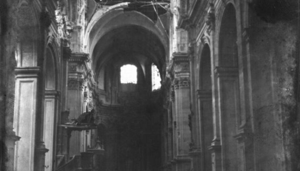 196_The interior of Cambrai Cathedral. Advance East of Arras. October, 1918.